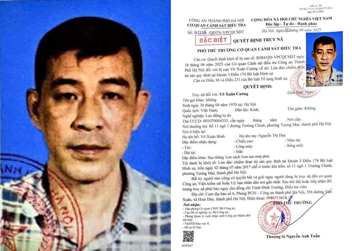 Đối tượng Cường bị truy nã