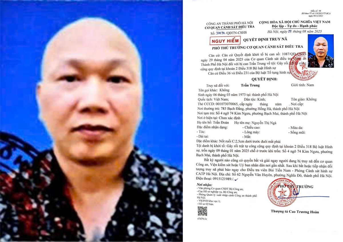 Đối tượng Trung bị truy nã