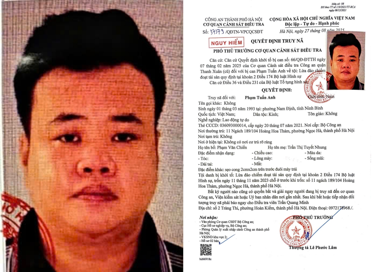Quyết định truy nã đối tượng Phạm Tuấn Anh