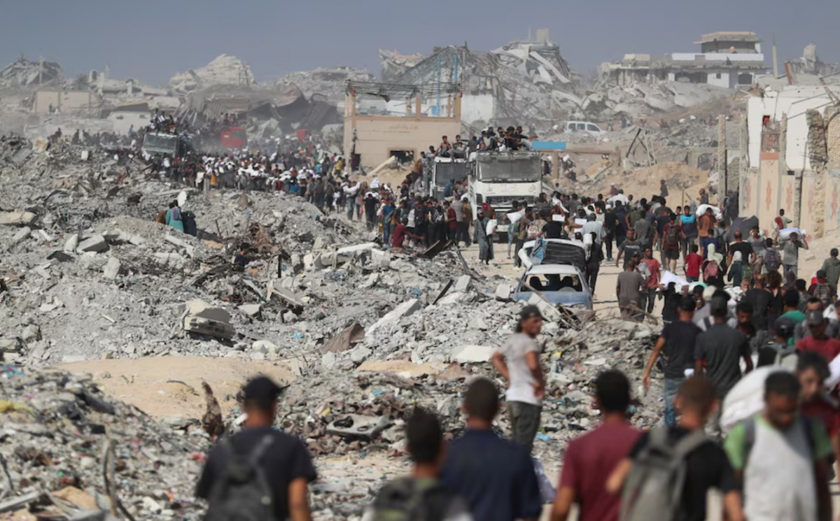 Cảnh đổ nát vì xung đột Israel-Hamas ở Dải Gaza. Ảnh: Reuters