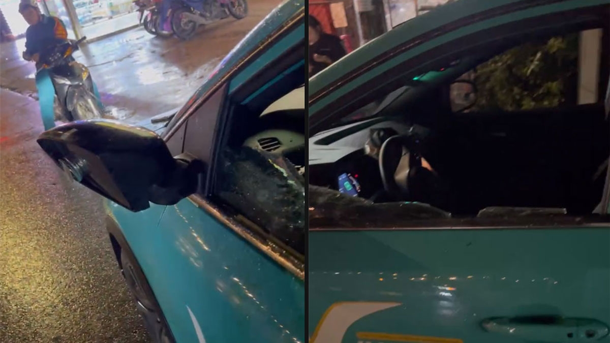 Chiếc xe taxi bị đập phá