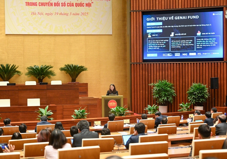Hội nghị chuyên đề "Quốc hội số và ứng dụng công nghệ trí tuệ nhân tạo trong chuyển đổi số của Quốc hội" ngày 19/3/2025. Ảnh: Duy Linh