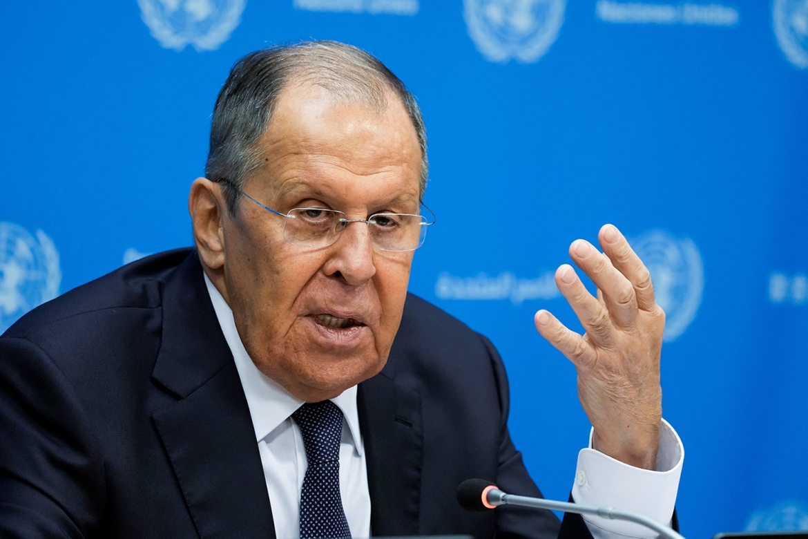 Ngoại trưởng Nga Sergey Lavrov họp báo sau bài phát biểu tại khóa họp lần thứ 80 Đại hội đồng Liên Hợp Quốc ở New York, ngày 27/9/2025. Ảnh: Reuters