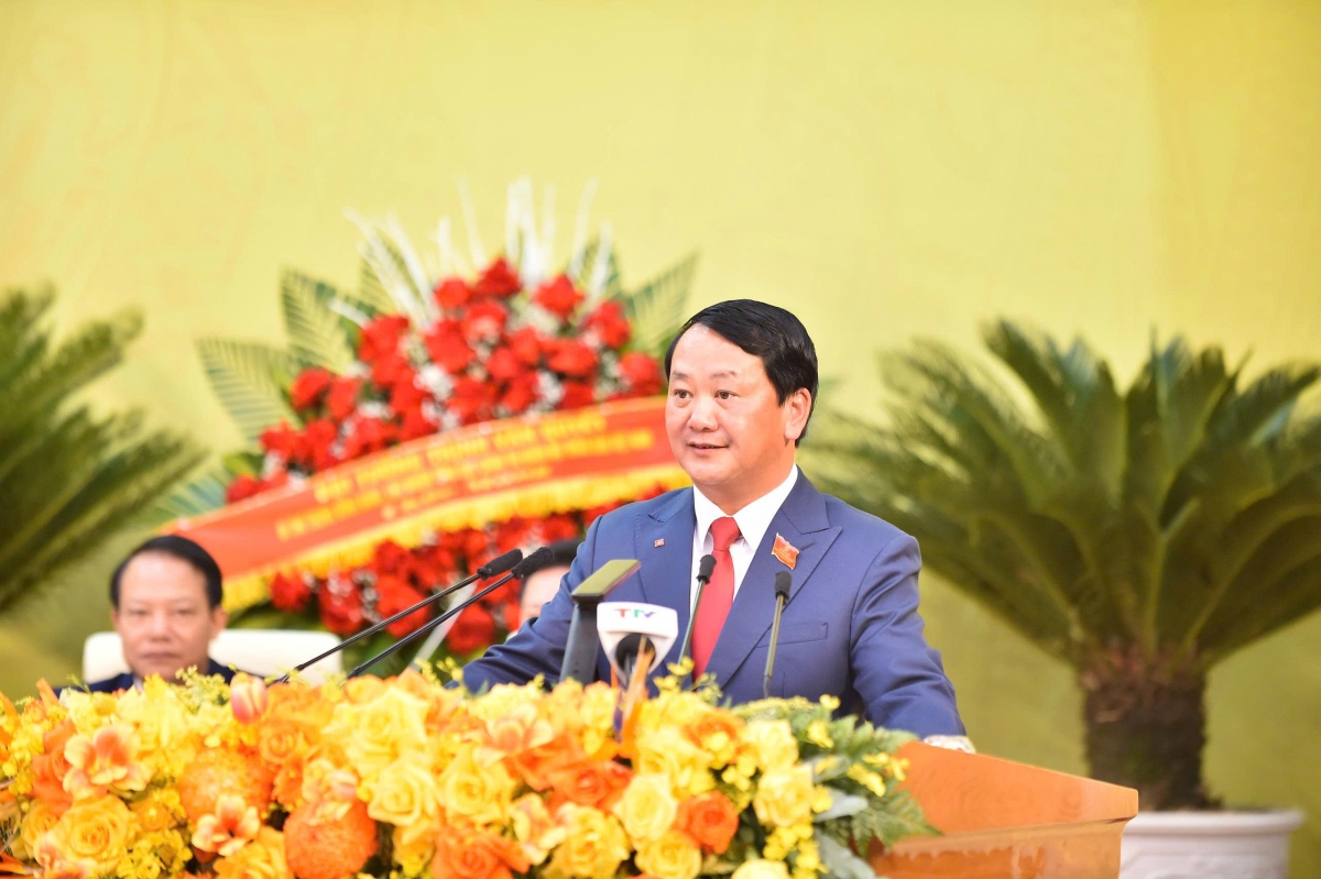 Ông Hầu A Lềnh, Bí thư Tỉnh ủy Tuyên Quang phát biểu khai mạc Đại hội