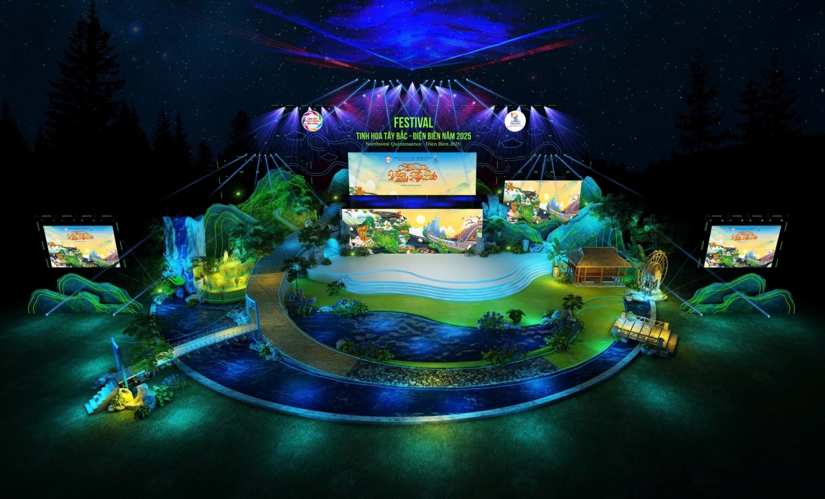 Mô phỏng sân khấu Festival Tinh hoa Tây Bắc – Điện Biên 2025
