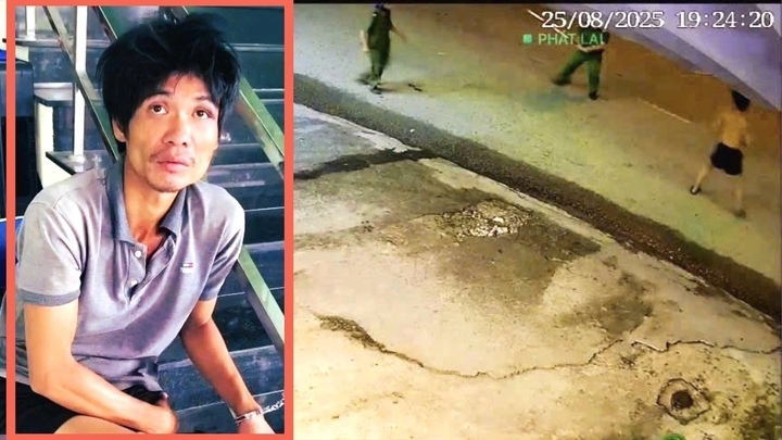 Đối tượng H. tấn công lực lực chức năng. (Ảnh cắt từ camera giám sát).