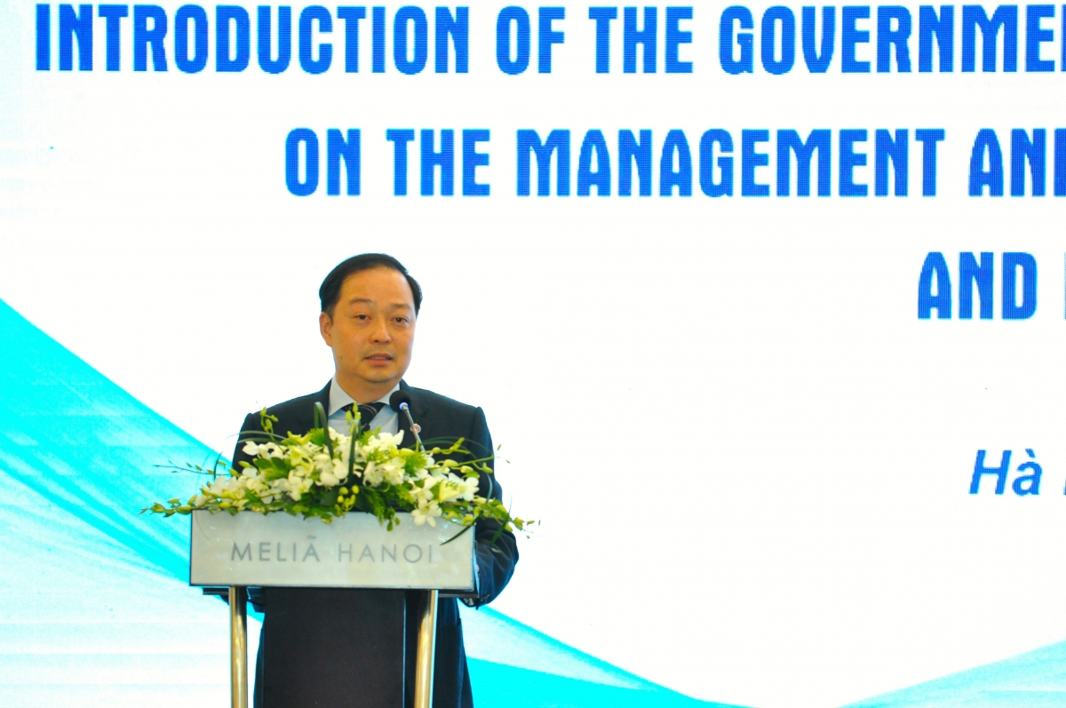 Ông Nguyễn Quốc Phương - Cục trưởng Cục Quản lý nợ và Kinh tế đối ngoại của Bộ Tài chính phát biểu khai mạc hội nghị.