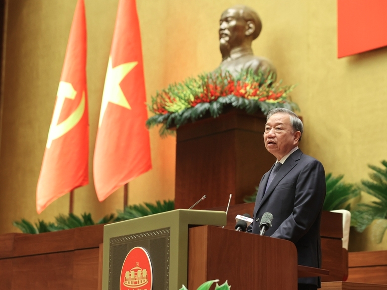 Tổng Bí thư Tô Lâm phát biểu tại Hội nghị. (Ảnh: VGP)