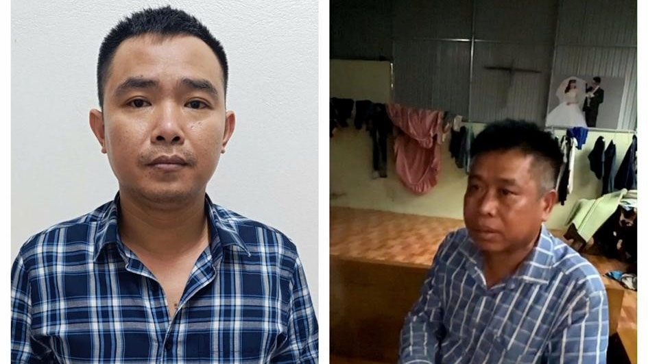 Đối tượng Vũ Anh Thắng (bên trái) và Vi Văn Nhân (bên phải). Ảnh CA Thanh Hóa