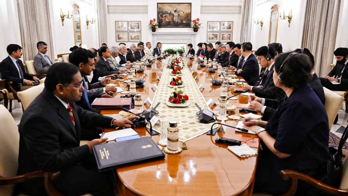 Thủ tướng Ấn Độ Narendra Modi và Thủ tướng Singapore Lawrence Wong hội đàm tại New Delhi ngày 4/9 (Ảnh ANI)