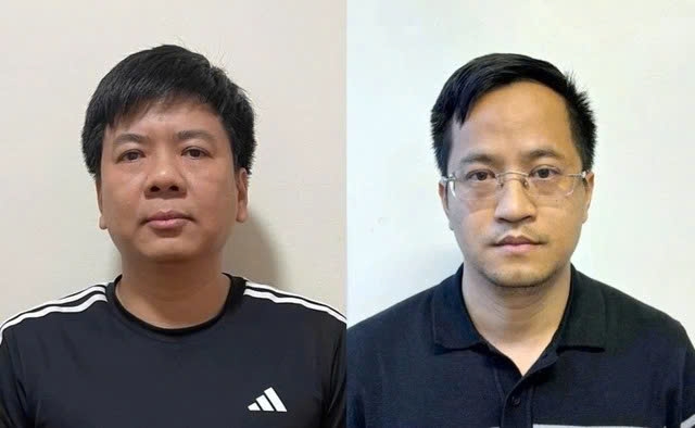 Hai bị can trong vụ án: Nguyễn Ngọc Thuỷ (trái) và Đặng Văn Hiển