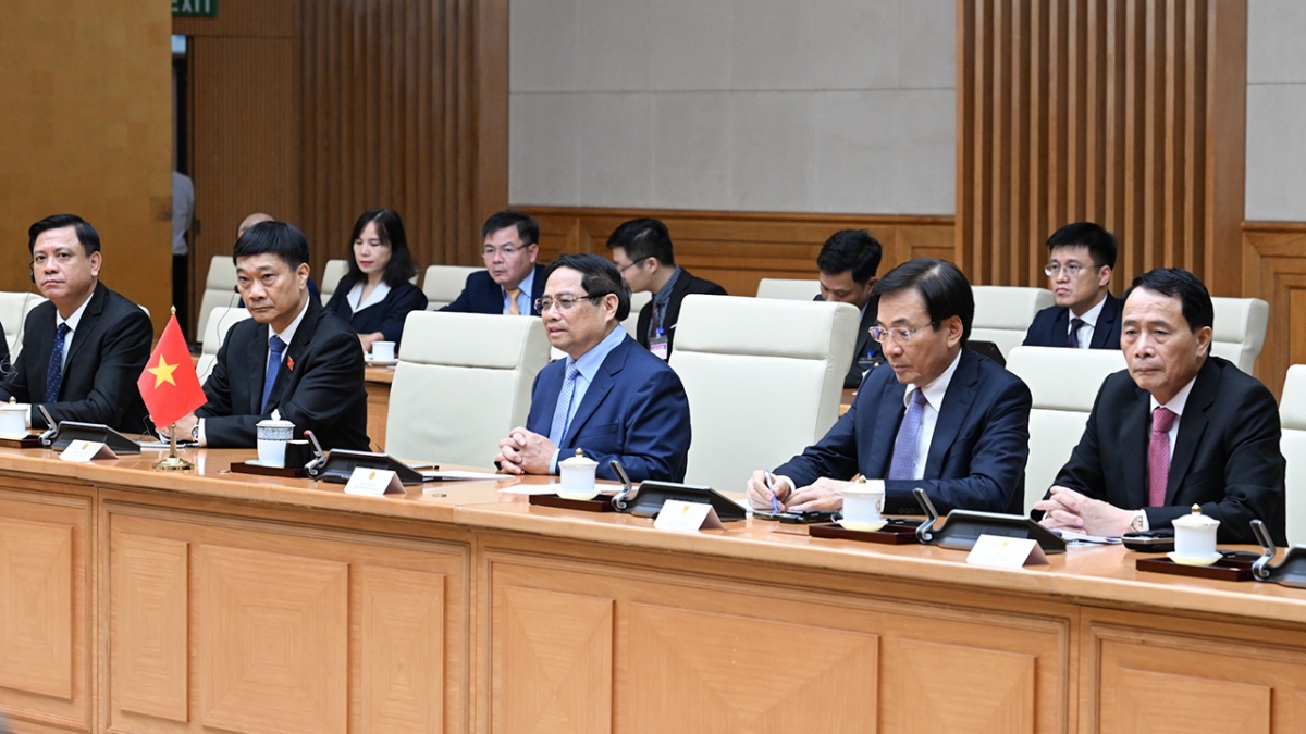 Thủ tướng Phạm Minh Chính phát biểu tại cuộc hội kiến Chủ tịch Duma Quốc gia Nga Vyacheslav Volodin