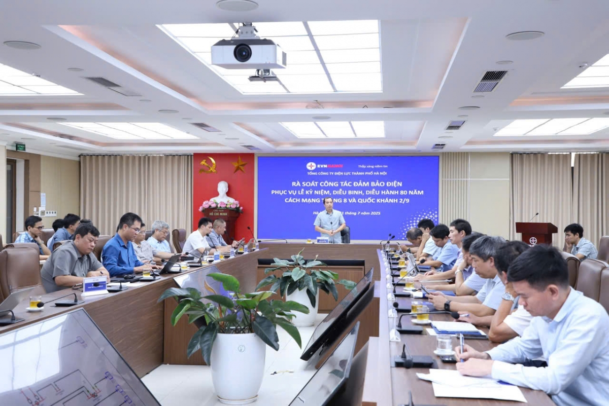 Phó Tổng giám đốc EVN Ngô Sơn Hải phát biểu chỉ đạo tại buổi làm việc với EVNHANOI