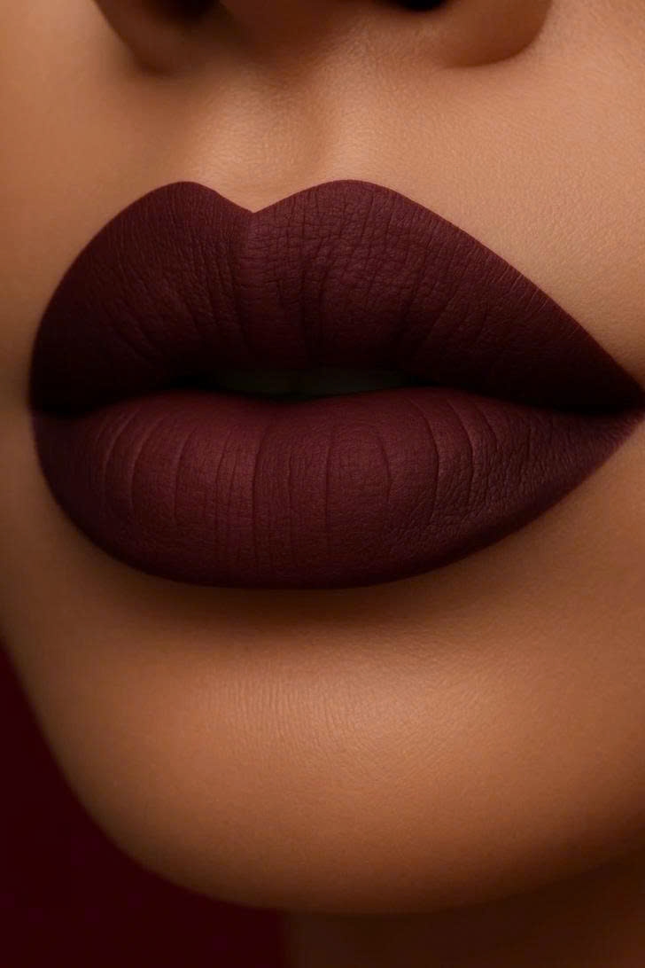 Gam màu quả mọng mang lại cảm giác mạnh mẽ và đầy cá tính, rất hợp với những bộ trang phục ấm áp của mùa thu. Khi kết hợp với lớp nền nhẹ nhàng, mắt màu nude và chút má hồng mờ, đôi môi berry lì trở thành điểm nhấn thu hút mọi ánh nhìn, vừa cổ điển vừa sang trọng.