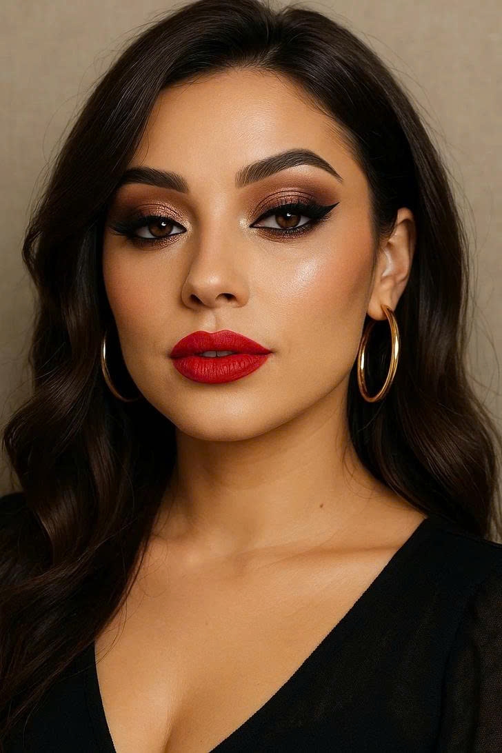 Và cuối cùng, nếu muốn để lại ấn tượng mạnh mẽ trong những buổi tiệc tối, phong cách glam đậm nét sẽ là “át chủ bài”. Mắt khói ánh kim loại, eyeliner sắc sảo, làn da rạng rỡ và đôi môi đỏ quyền lực tạo nên vẻ đẹp kịch tính và đầy cuốn hút. Khi kết hợp cùng bộ móng tay màu rượu vang hay xanh ngọc, phong cách này sẽ biến bạn thành biểu tượng nhan sắc nổi bật nhất của mùa thu.