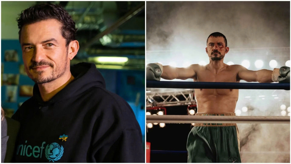 Orlando Bloom tại một sự kiện của UNICEF năm 2023 (trái) so với trong bộ phim The Cut năm 2025 của anh (phải).