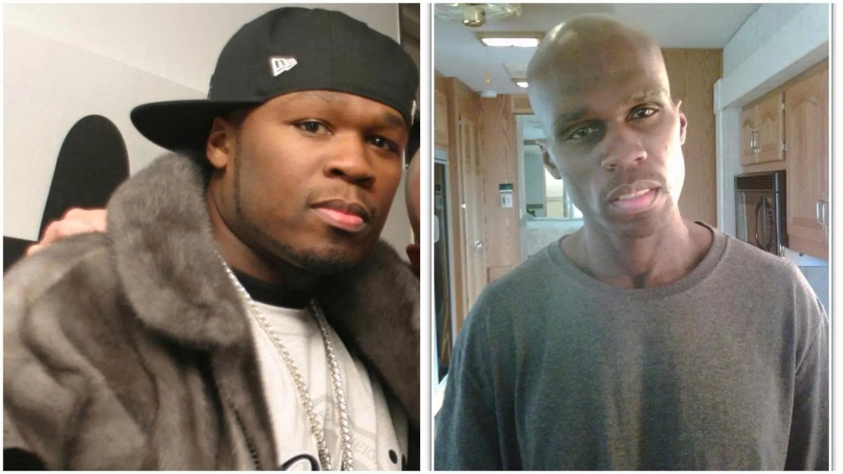 50 Cent năm 2006 (trái) so với trong bộ phim All Things Fall Apart năm 2011 sau khi anh bị biến đổi cơ thể một cách đáng kinh ngạc.