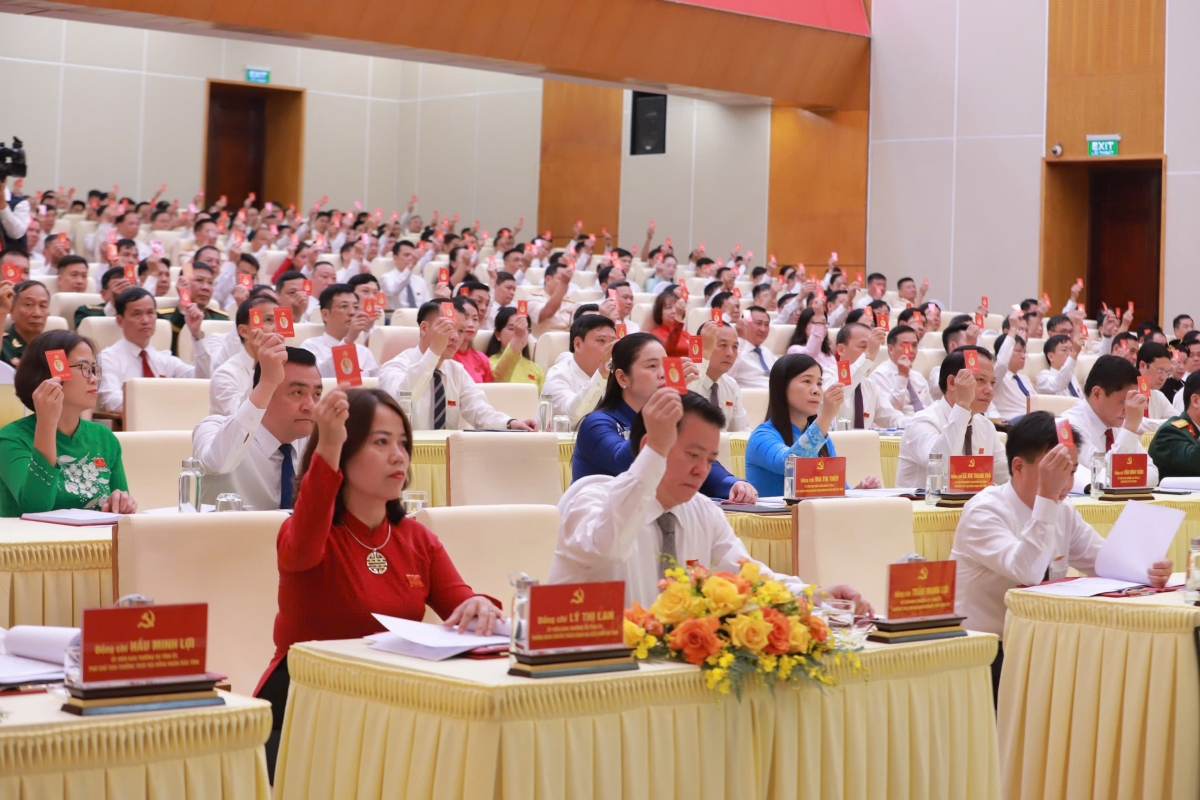 Đại biểu biểu quyết thông qua các tờ trình