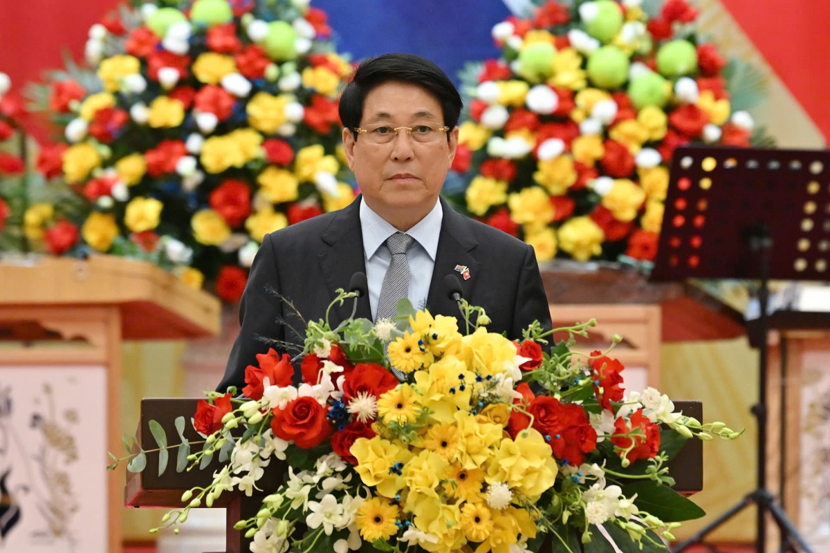 Chủ tịch nước Lương Cường phát biểu tại chiêu đãi