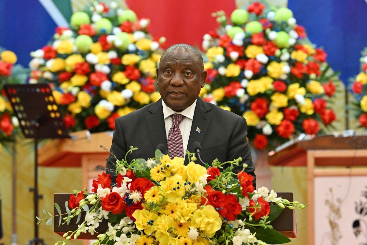 Tổng thống Nam Phi Matamela Cyril Ramaphosa phát biểu tại chiêu đãi