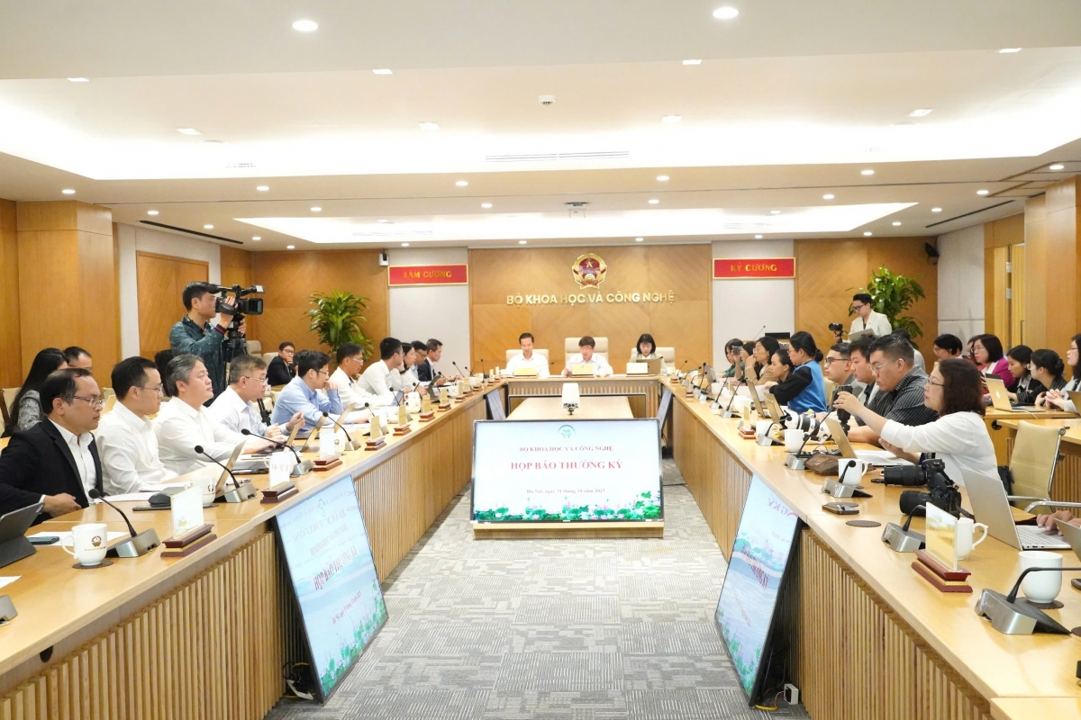 Toàn cảnh buổi họp báo (Ảnh: Bộ KH&amp;CN)