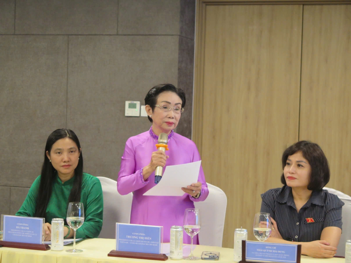 Bà Trương Thị Hiền, Chủ tịch Hội Hữu nghị Việt Nam - Cuba TP.HCM