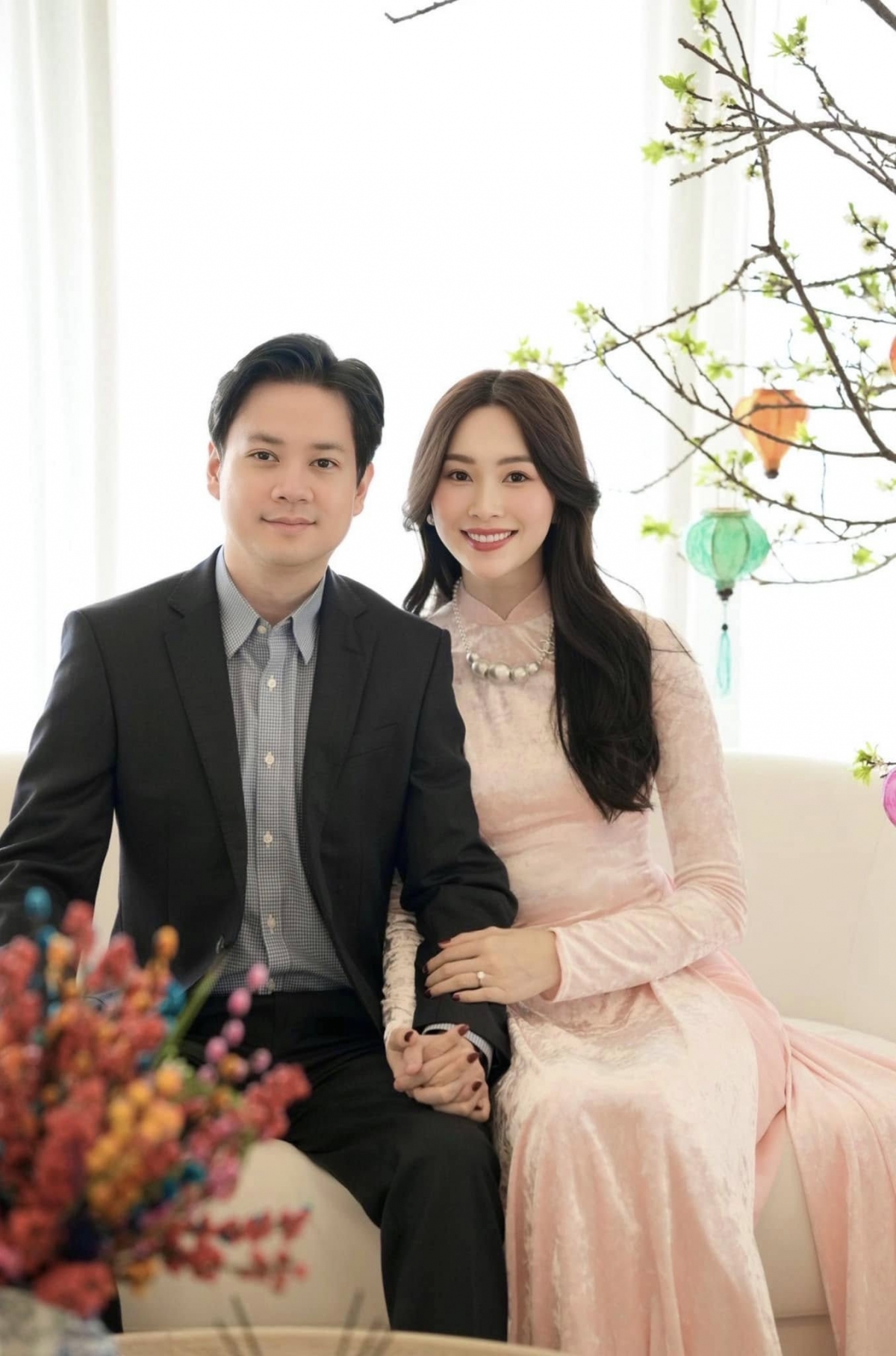 Hoa hậu Đặng Thu Thảo và chồng doanh nhân Trung Tín (Ảnh: FBNV)