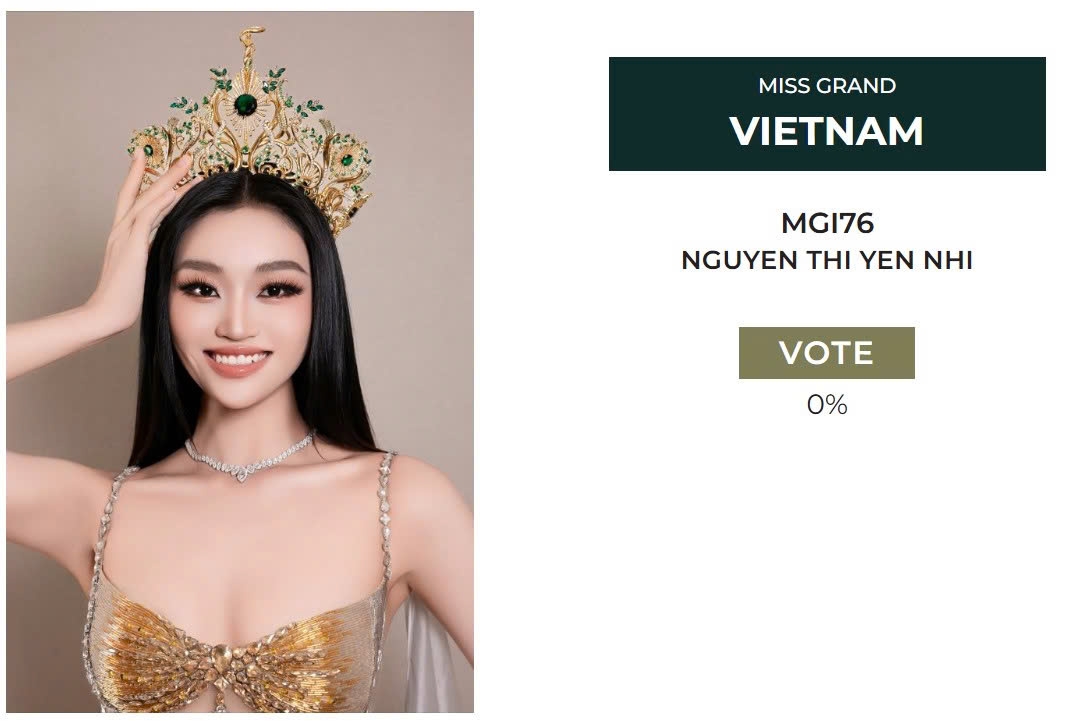 Tỷ lệ bình chọn cho Nguyễn Thị Yến Nhi trong phần thi Miss Popular Vote là 0% (Ảnh: MGI)