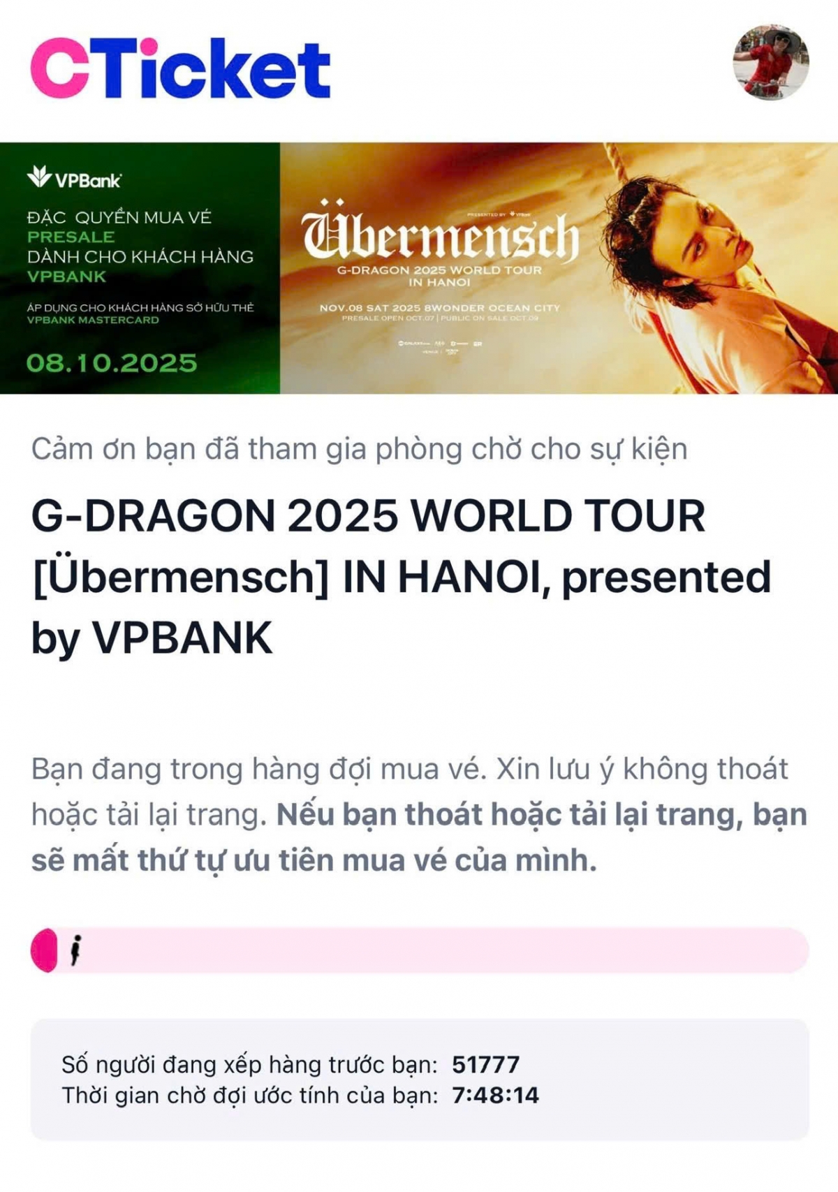 Số người xếp hàng mua vé presale cỡ này