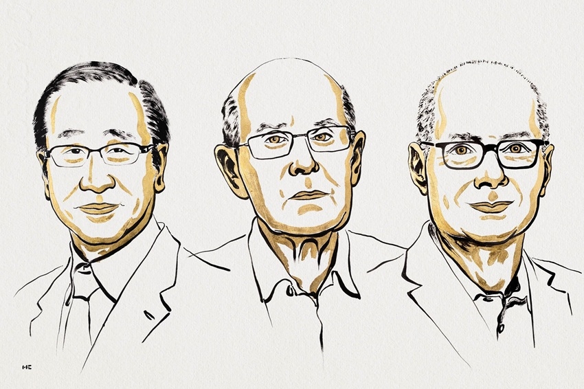 Ba nhà khoa học Susumu Kitagawa, Richard Robson và Omar M. Yaghi đã giành Giải Nobel Hóa học năm 2025. Ảnh: nobelprize