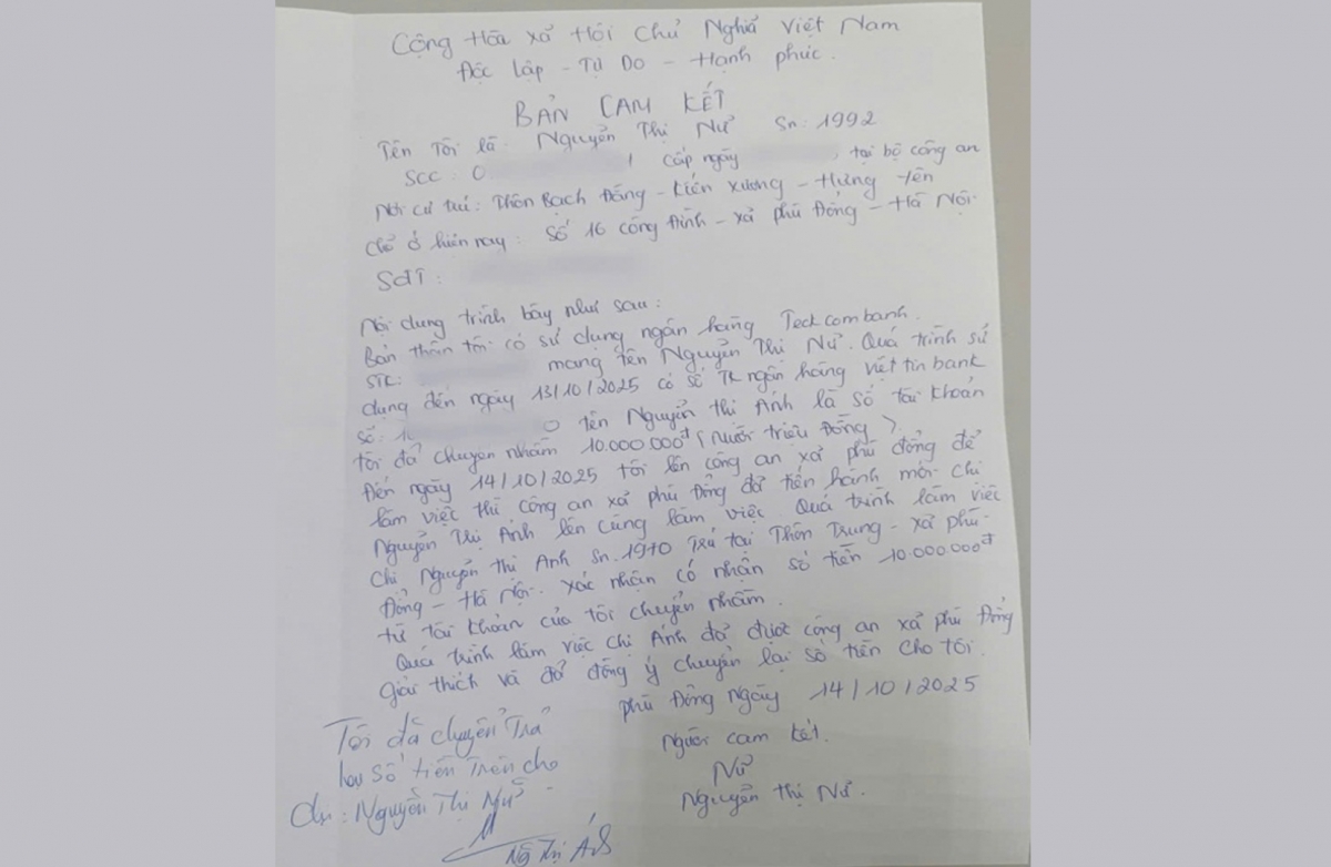 Cam kết có chữ ký của cả hai công dân