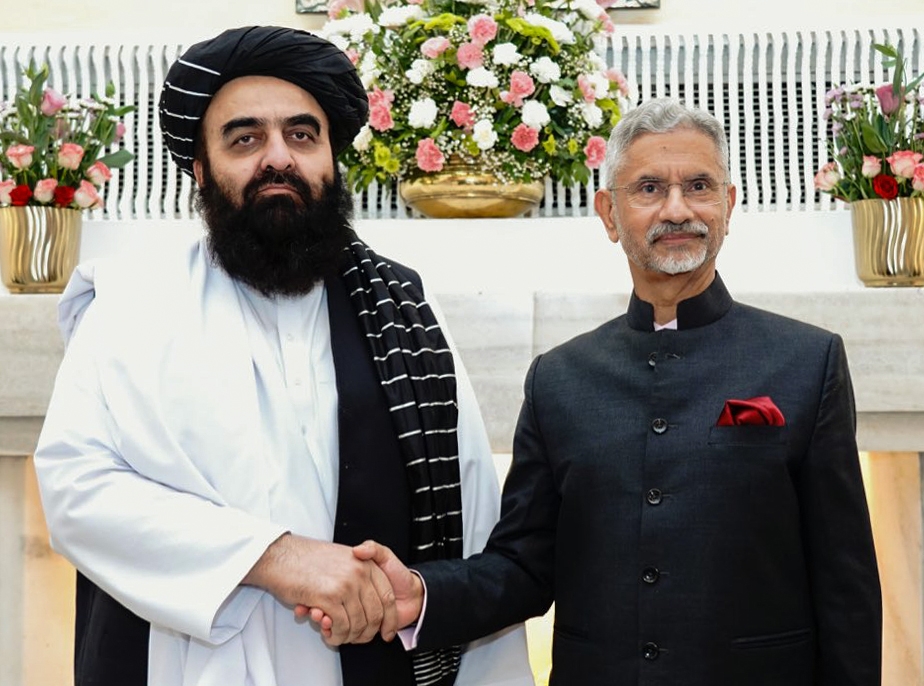 Bộ trưởng Ngoại giao Ấn Độ và Bộ trưởng Ngoại giao chính quyền Taliban tại Afghanistan gặp nhau tại New Delhi ngày 10/10. (Ảnh ANI)
