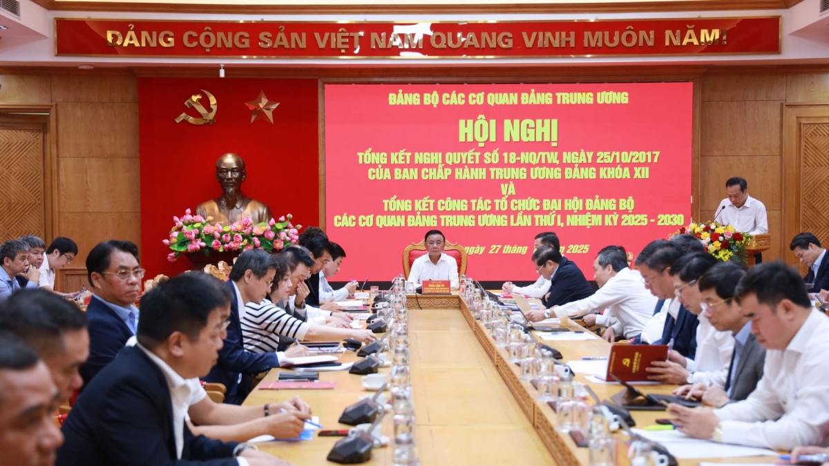 Đảng bộ các cơ quan Đảng Trung ương tổ chức Hội nghị tổng kết việc thực hiện Nghị quyết số 18-NQ/TW và tổng kết công tác tổ chức đại hội. Ảnh Phương Thoa