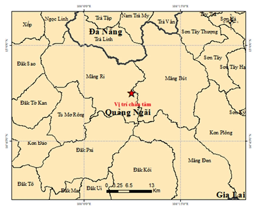 Bản đồ chấn tâm động đất Măng Ri