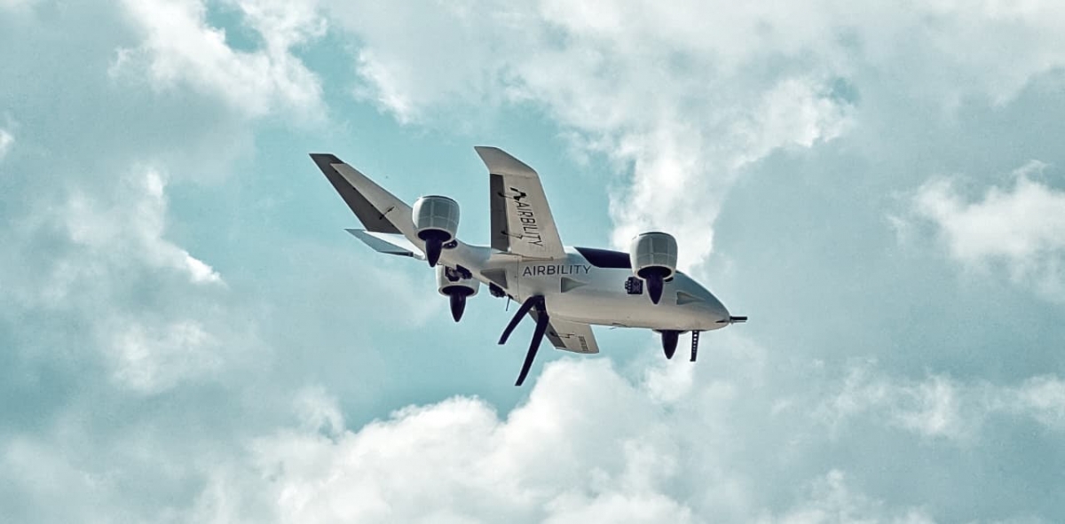 UAV vận tải (mẫu AB-U60) của CT Group bay ở sân bay của Hàn Quốc (Ảnh: M.A)
 