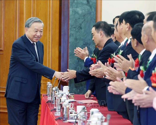 Tổng Bí thư Tô Lâm với các đại biểu. (Ảnh: TTXVN)