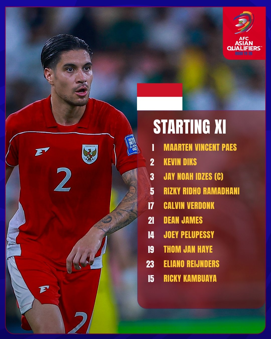 Đội hình xuất phát của ĐT Indonesia.