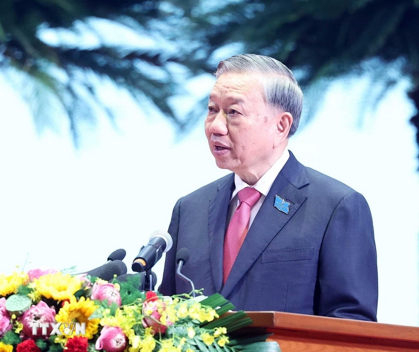 Tổng Bí thư Tô Lâm phát biểu chỉ đạo đại hội. (Ảnh: Văn Điệp/TTXVN)