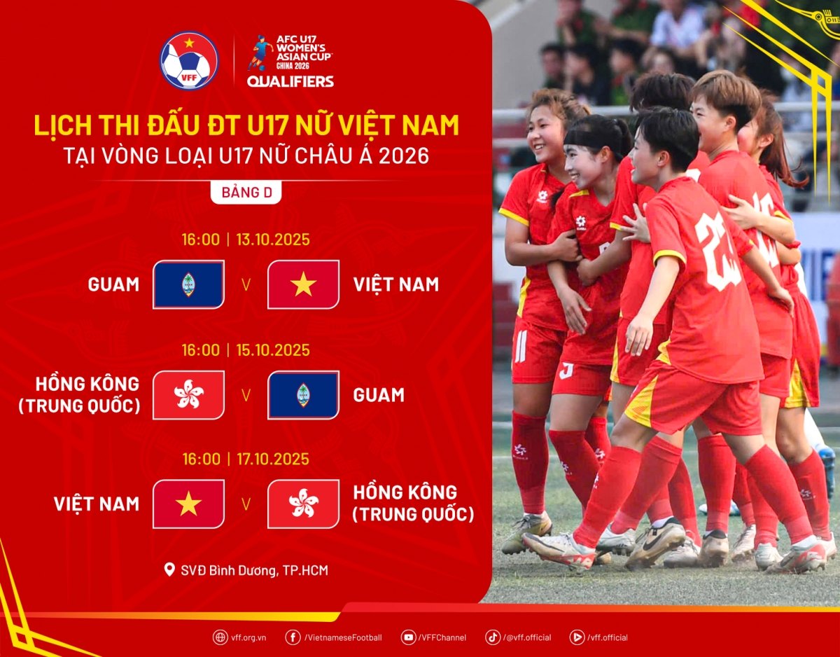 Lịch thi đấu U17 nữ Việt Nam tại vòng loại U17 nữ châu Á 2026.