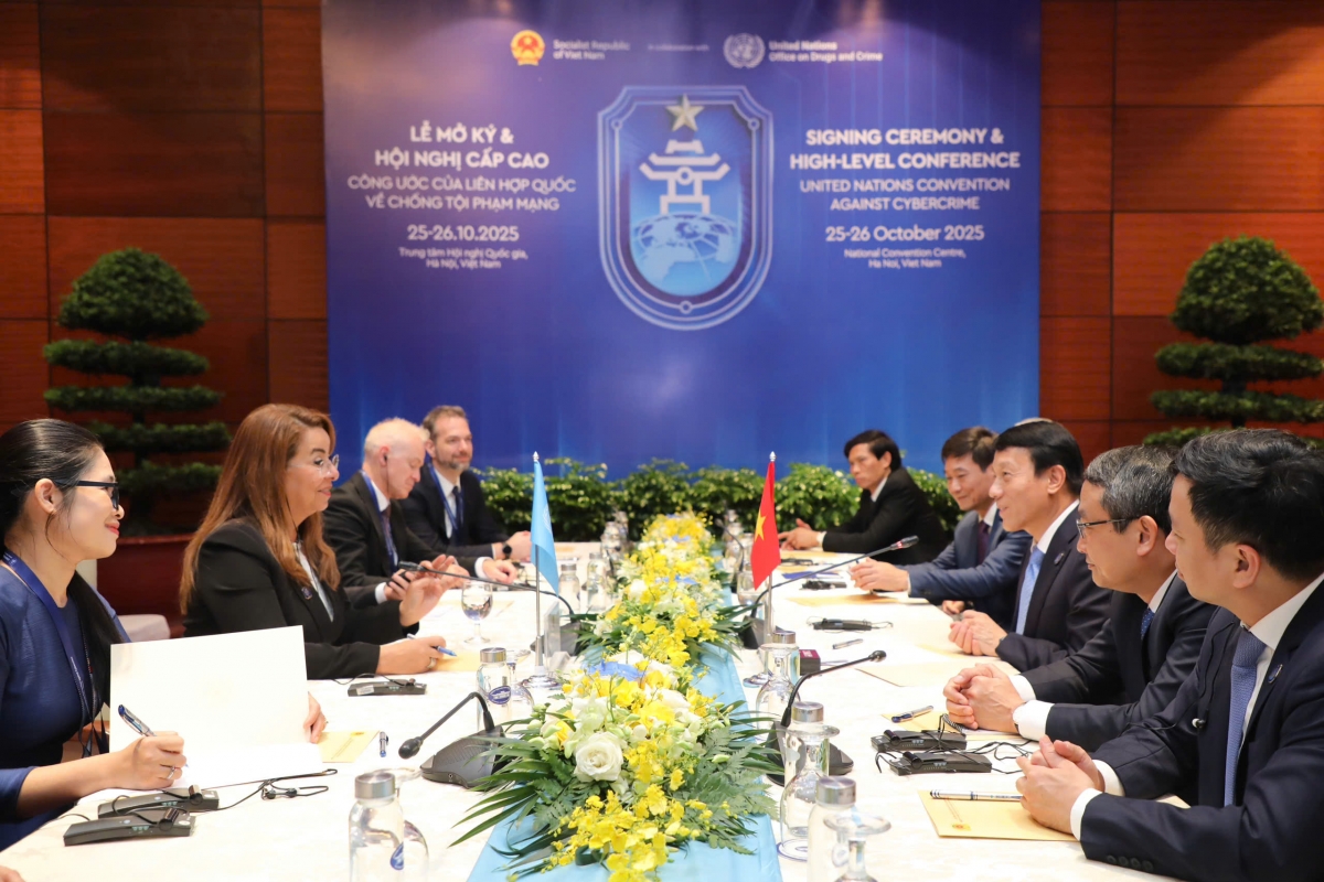 Đại tướng Lương Tam Quang, Bộ trưởng Bộ Công an tiếp bà Ghada Waly, Phó Tổng Thư ký Liên Hợp Quốc, Giám đốc điều hành Văn phòng Liên Hợp Quốc về chống Ma túy và Tội phạm (UNODC)