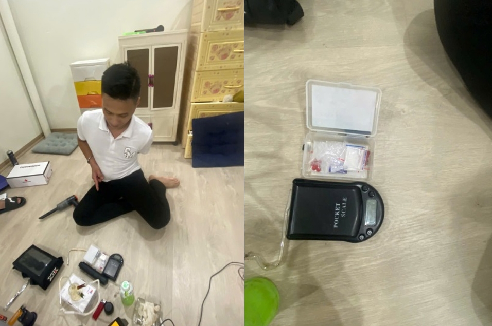 Đối tượng Trung cùng ma túy bị thu giữ tại nhà đối tượng