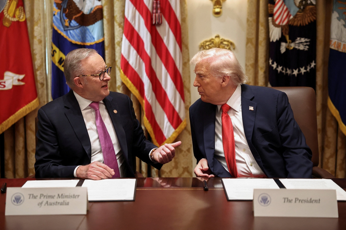 Tổng thống Mỹ Donald Trump gặp Thủ tướng Australia Anthony Albanese tại Nhà Trắng, ngày 20/10/2025. Ảnh: Reuters