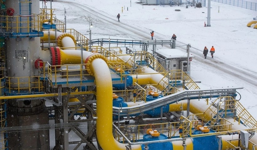 Hệ thống đường ống dẫn khí đốt tự nhiên Nord Stream 2 ở Ust-Luga, Nga. Ảnh: Bloomberg