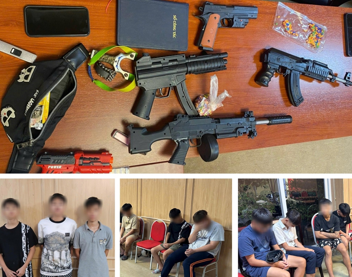 Nhóm đối tượng bị Công an phường Hồng Bàng xử lý (Ảnh: Công an Hải Phòng)