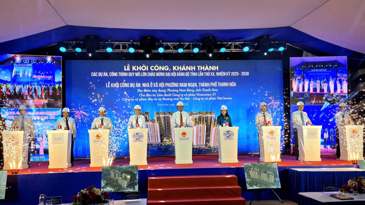 Bấm nút khởi công dự án NOXH tại phường Hàm Rồng, tỉnh Thanh Hóa.