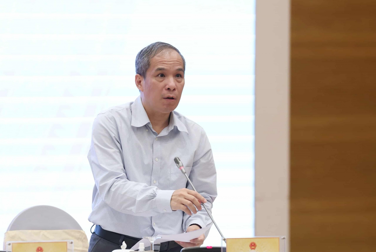 Phó Thống đốc Ngân hàng Nhà nước Việt Nam - ông Đoàn Thái Sơn cung cấp thông tin về tăng trưởng tín dụng - Ảnh: VGP/NB