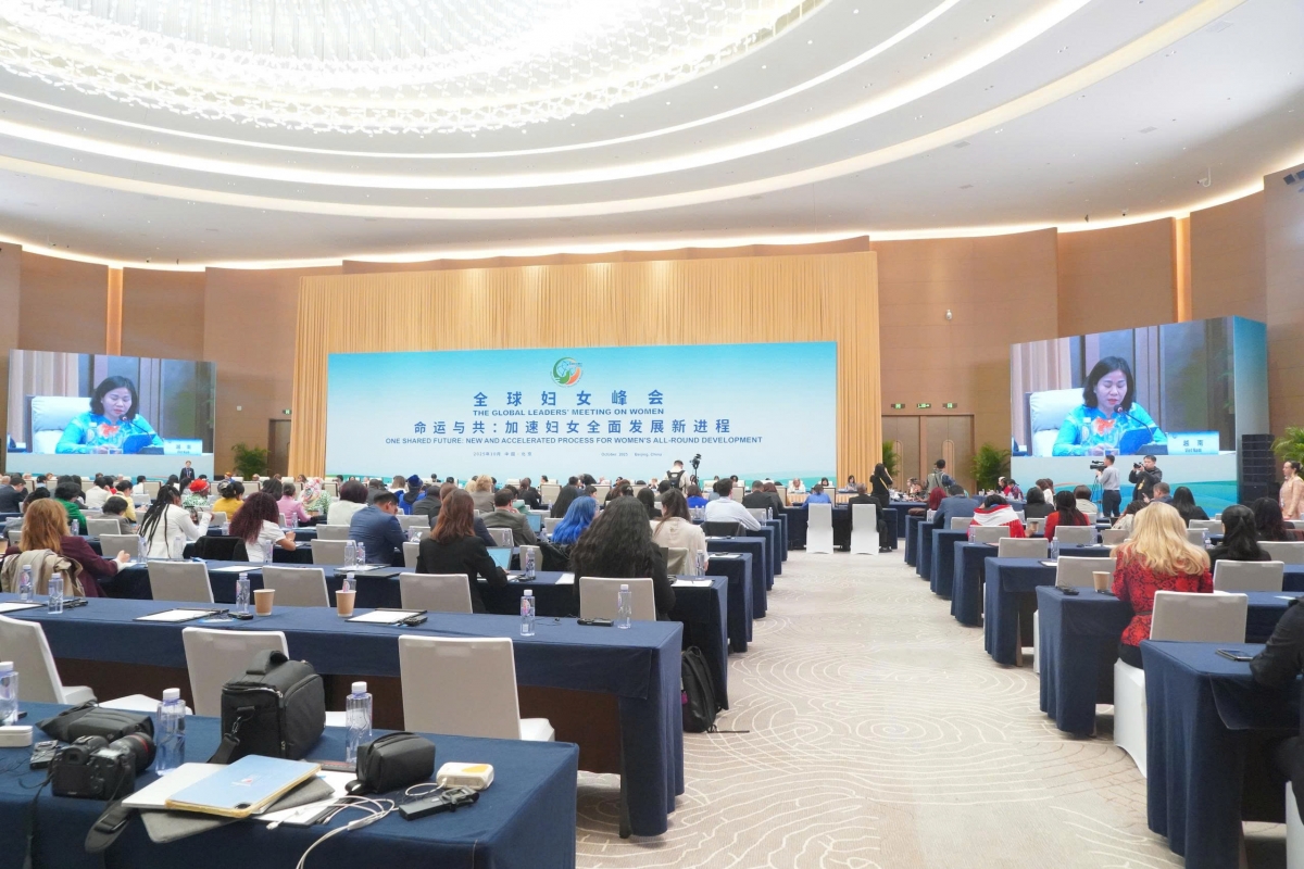 Đồng chí Nguyễn Thị Tuyến, Uỷ viên Trung ương Đảng, Chủ tịch Hội Liên hiệp Phụ nữ Việt Nam đã dẫn đầu đoàn Việt Nam tham dự và phát biểu tại Hội nghị (Ảnh: Trung Kiên)