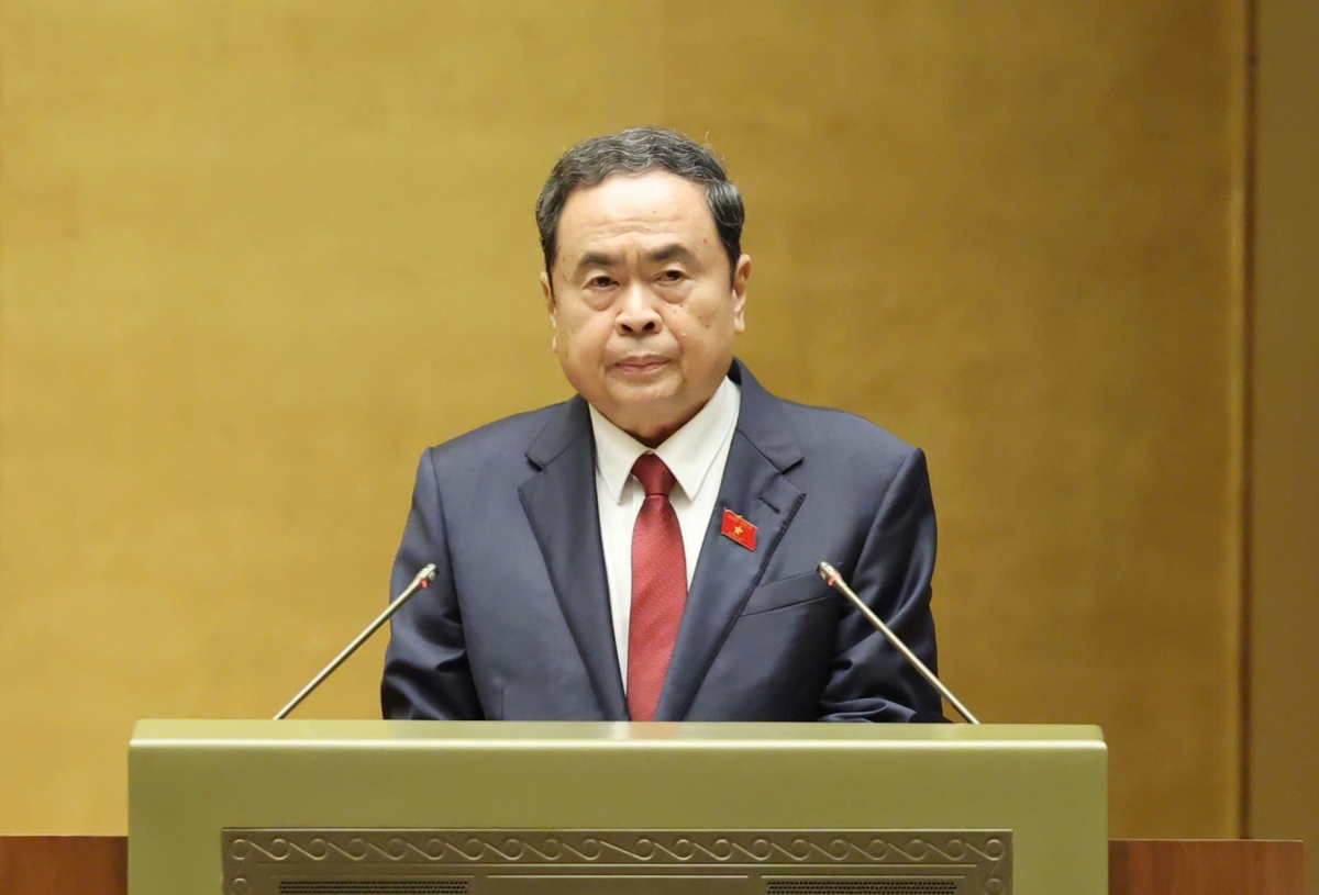 Chủ tịch Quốc hội Trần Thanh Mẫn phát biểu khai mạc Kỳ họp thứ 10, Quốc hội khóa XV (Ảnh: Media Quốc hội)