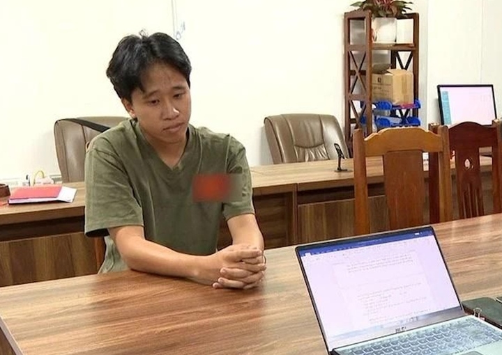 Đào Quang Hà tại trụ sở Cơ quan CSĐT Công an tỉnh Thanh Hoá. (Ảnh: Công an Thanh Hoá)