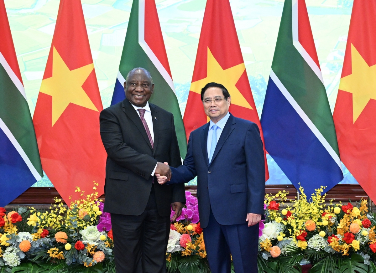 Thủ tướng Chính phủ Phạm Minh Chính hội kiến Tổng thống Cộng hòa Nam Phi Cyril Ramaphosa 